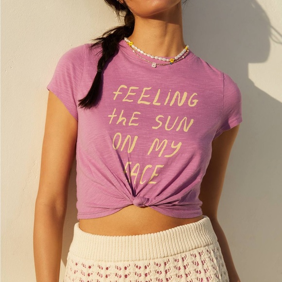 NWT Anthropologie Celandine Mock-Neck Twist Baby Tee Large - Picture 1 of 10